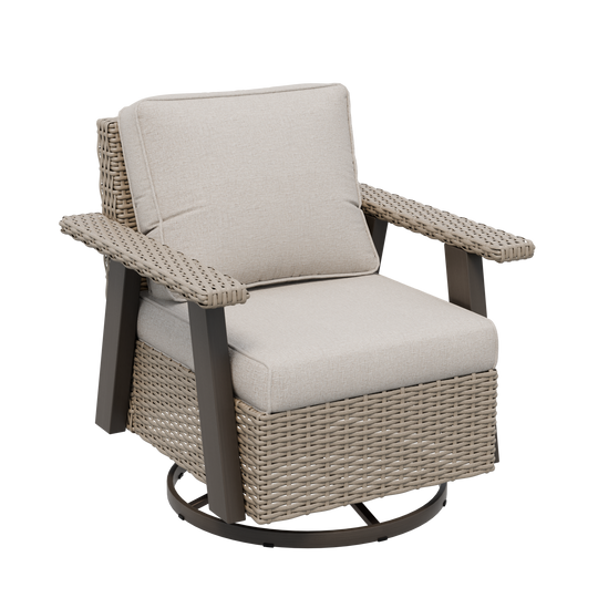 Rustic Hideaway Outdoor Swivel Rocker Patio Chair Set of 1, Beige/Beige, Tan, Dark Blue, Black, Red