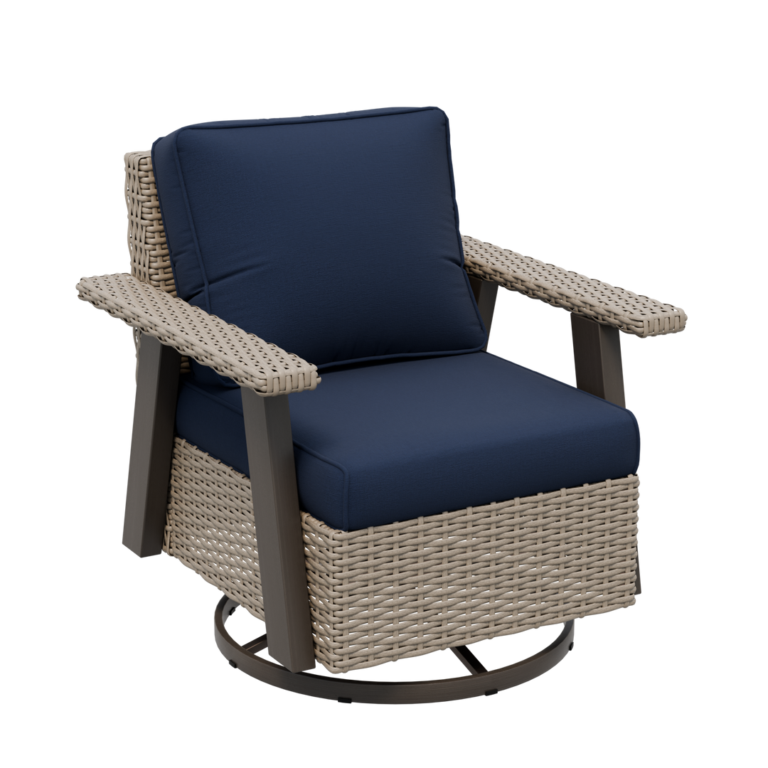 Rustic Hideaway Outdoor Swivel Rocker Patio Chair Set of 1, Beige/Beige, Tan, Dark Blue, Black, Red
