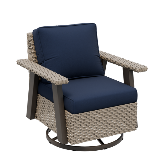 Rustic Hideaway Outdoor Swivel Rocker Patio Chair Set of 1, Beige/Beige, Tan, Dark Blue, Black, Red