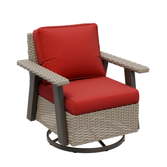 Rustic Hideaway Outdoor Swivel Rocker Patio Chair Set of 1, Beige/Beige, Tan, Dark Blue, Black, Red