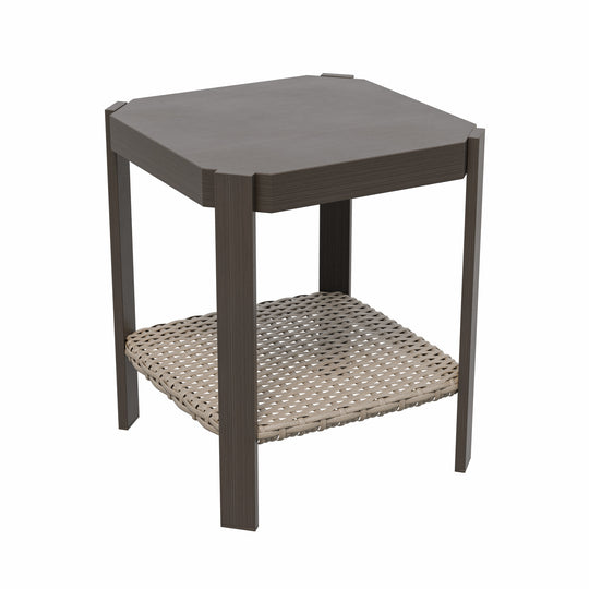 Rustic Hideaway Outdoor Patio Side Table, Beige/Brown