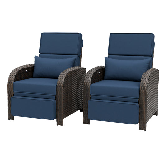 Outdoor Recliner Chair, Wicker Reclining Patio Chair