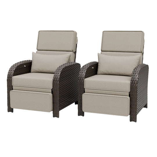 Outdoor Recliner Chair, Wicker Reclining Patio Chair