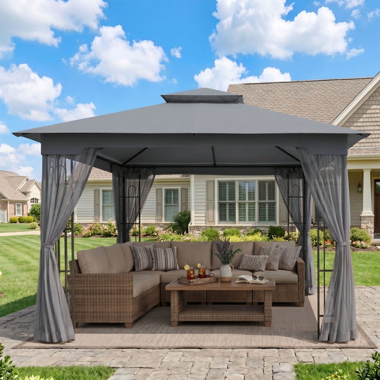 COOS BAY 10x12 Outdoor Patio Gazebo with Netting