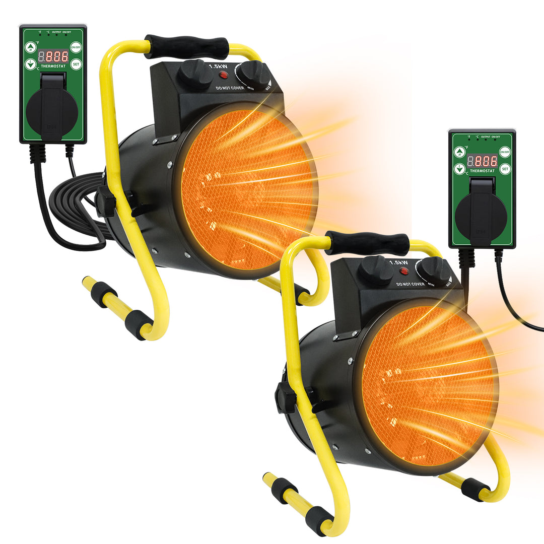 COOS BAY 1500W Outdoor Space Heater with Thermostat,1/2 Pack, Black