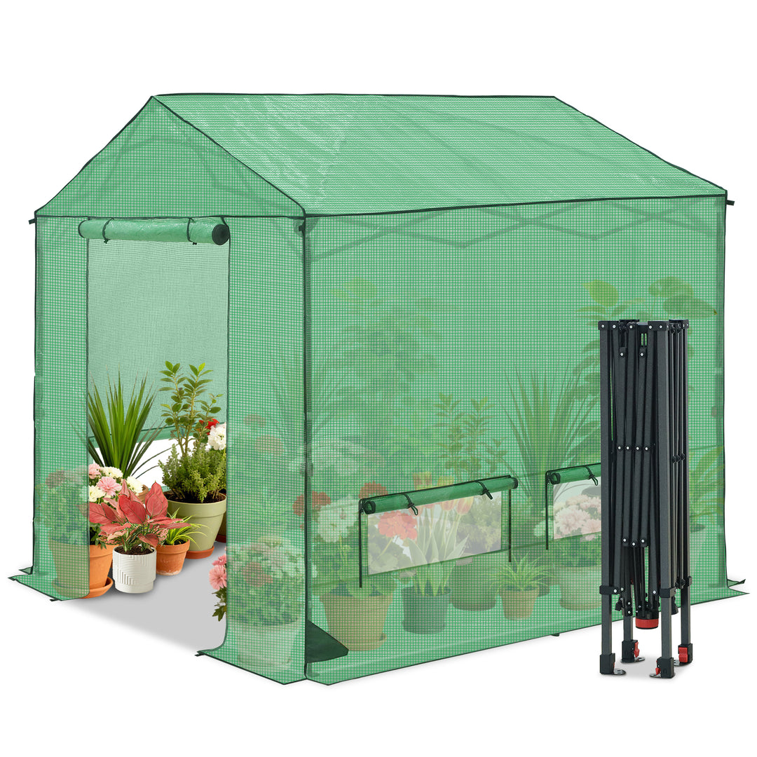 COOS BAY 6x6/ 6x8/8x8 /10x10/12x8 FT Pop Up Greenhouse with Power Access Openings