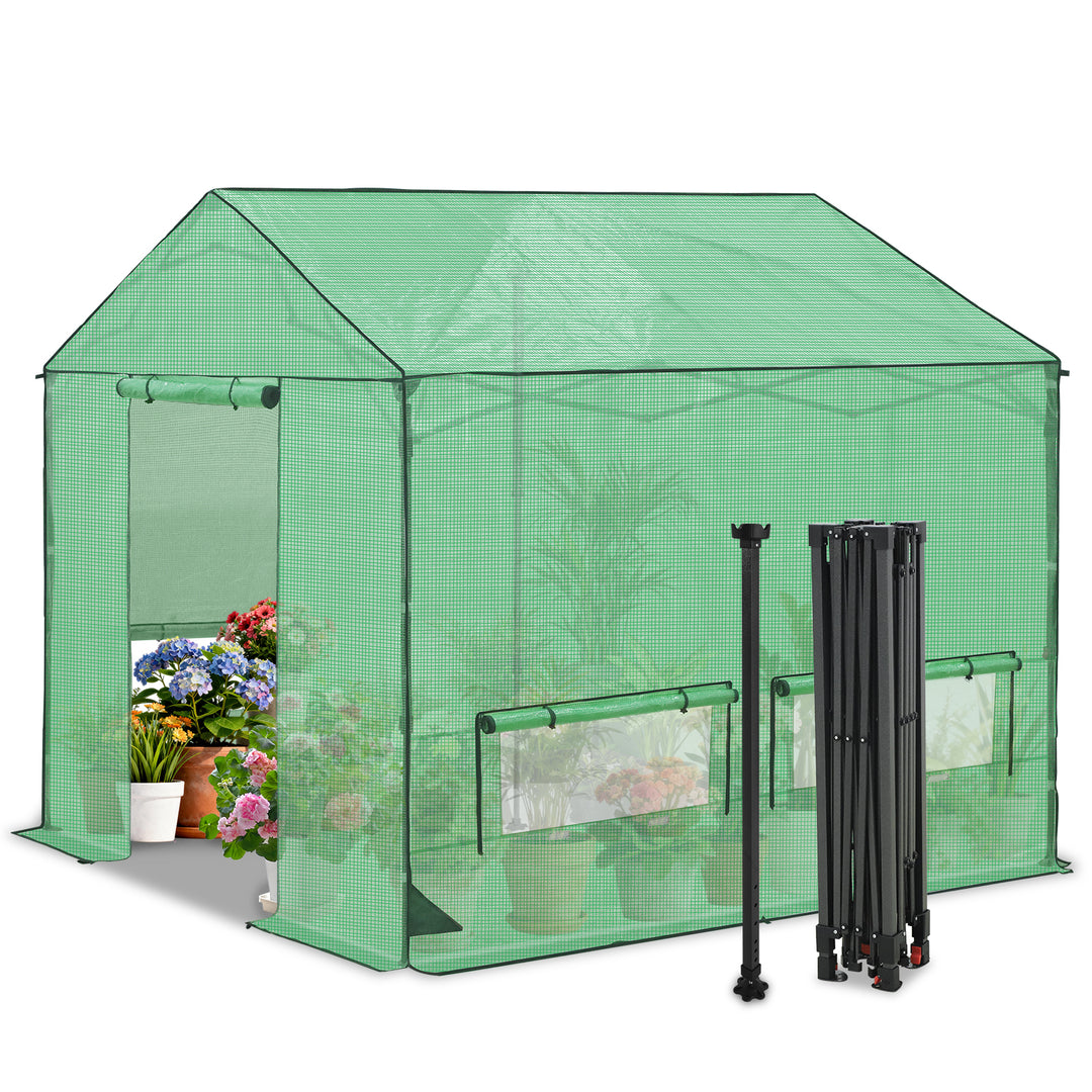 COOS BAY 6x6/ 6x8/8x8 /10x10/12x8 FT Pop Up Greenhouse with Power Access Openings
