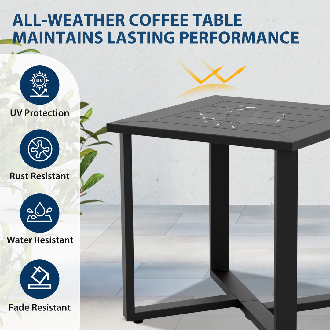 COOS BAY Iron Luxe Outdoor Coffee Table/ Side Table, Black