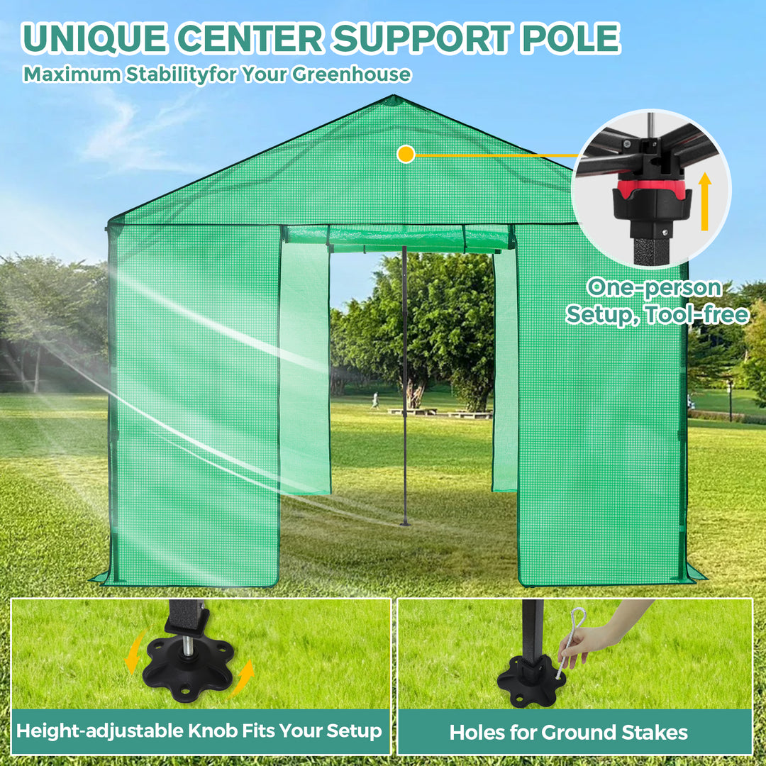 6x6/ 8x8 /10x10 FT Portable Walk-in Greenhouse with Power Access Ports