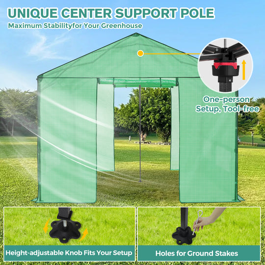 COOS BAY 6x6/ 6x8/8x8 /10x10/12x8 FT Pop Up Greenhouse with Power Access Openings