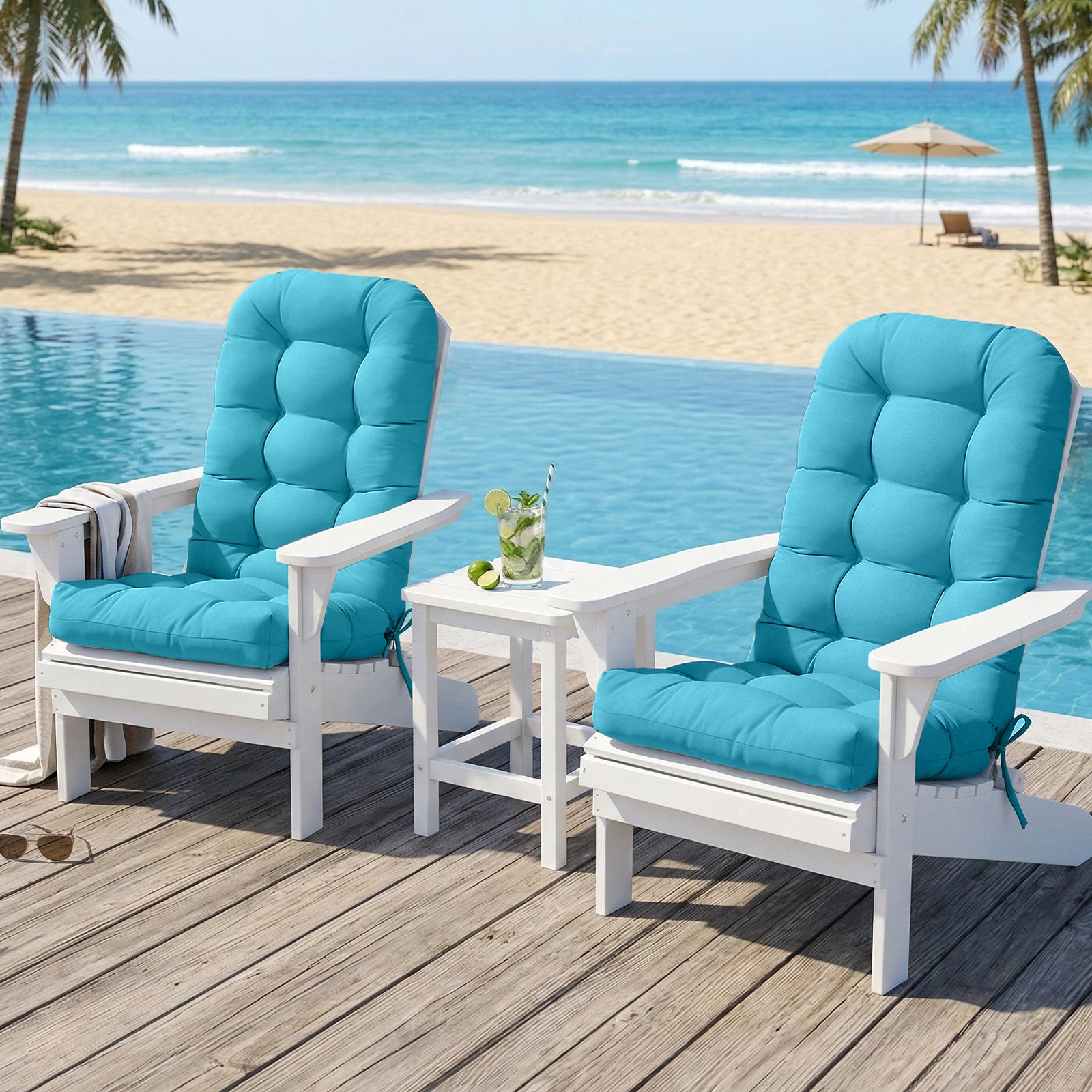 COOS BAY High Back Adirondack Chair Cushions, 49x20x5, 2 Pack