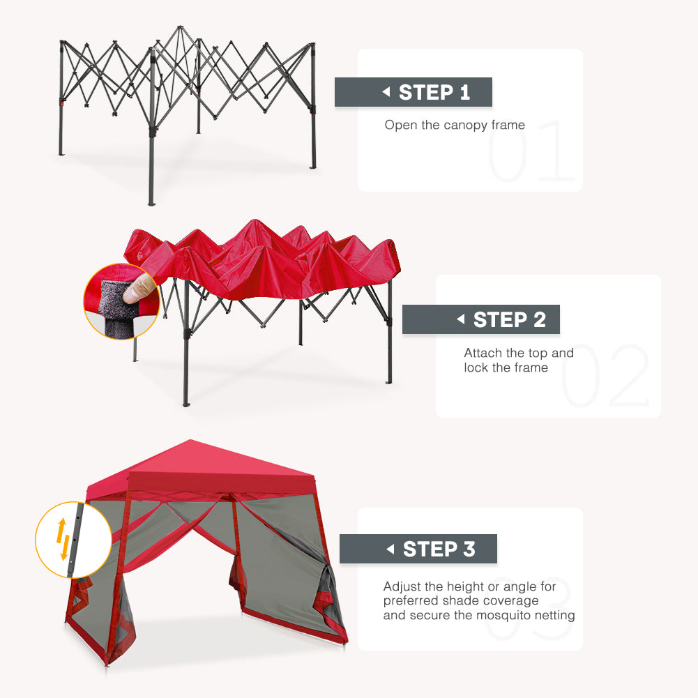 COOS BAY 10' x 10' Slant Leg Pop Up Canopy Tent (8x8 Top)