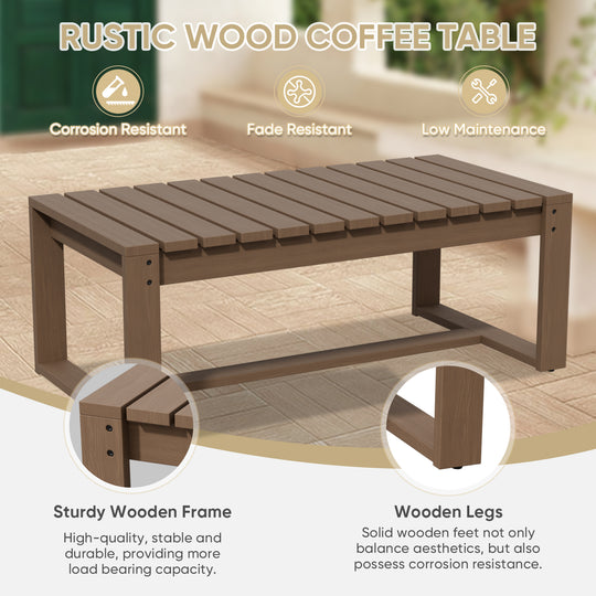 COOS BAY Natural Cedar Wood Slat Patio Table, Brownish