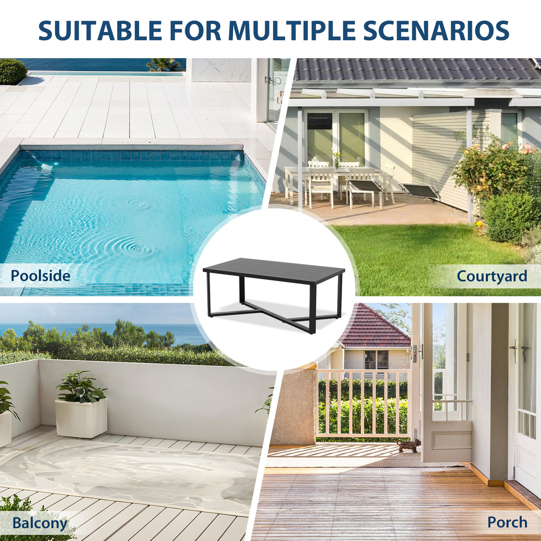 COOS BAY Iron Luxe Outdoor Coffee Table/ Side Table, Black