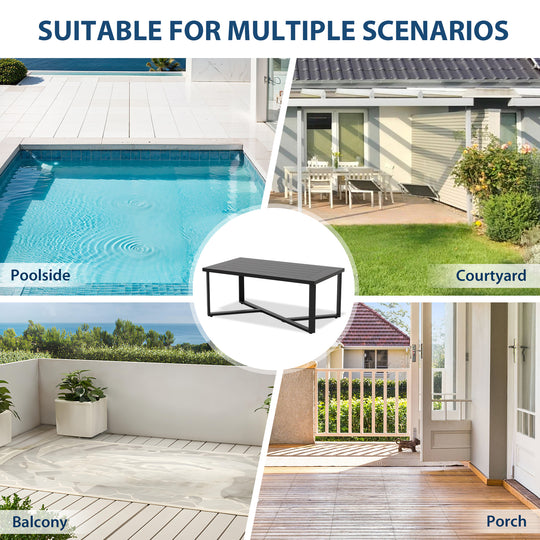 COOS BAY Iron Luxe Outdoor Coffee Table/ Side Table, Black