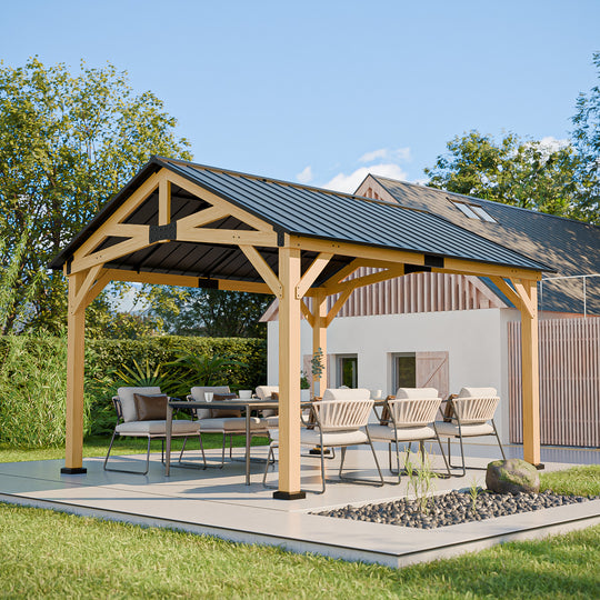 11x13/13x15 Hardtop Gazebo with Cedar Wood Frame