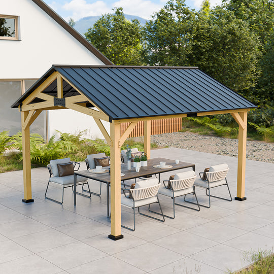 11x13/13x15 Hardtop Gazebo with Cedar Wood Frame