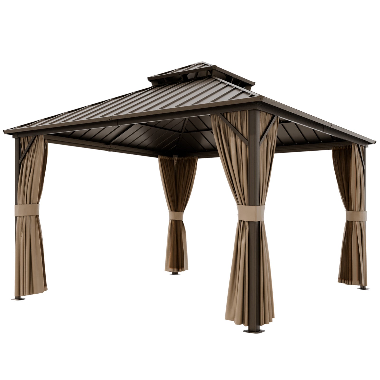 COOS BAY 12x12 Hardtop Gazebo with Aluminum Frame, Netting and