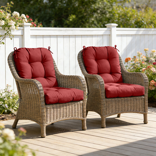 COOS BAY Tufted High Back Chair Cushions, 42x21 Inch, Set of 2