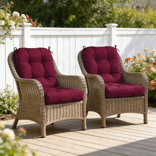 COOS BAY Tufted High Back Chair Cushions, 42x21 Inch, Set of 2