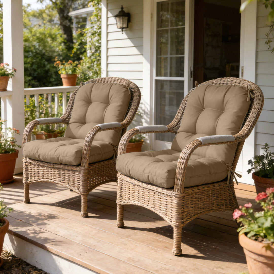 COOS BAY Tufted High Back Chair Cushions, 42x21 Inch, Set of 2