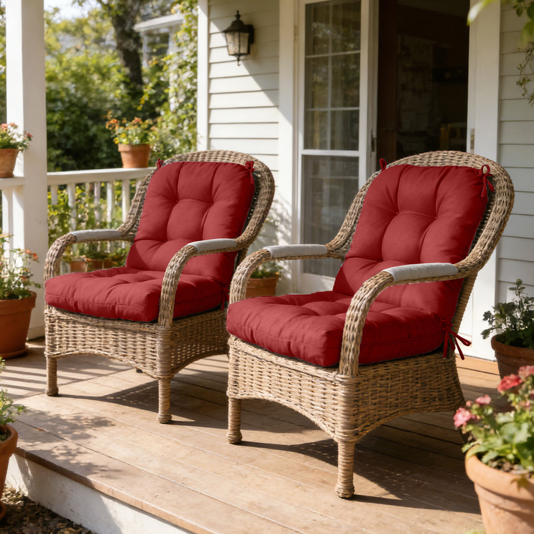 COOS BAY Tufted High Back Chair Cushions, 42x21 Inch, Set of 2