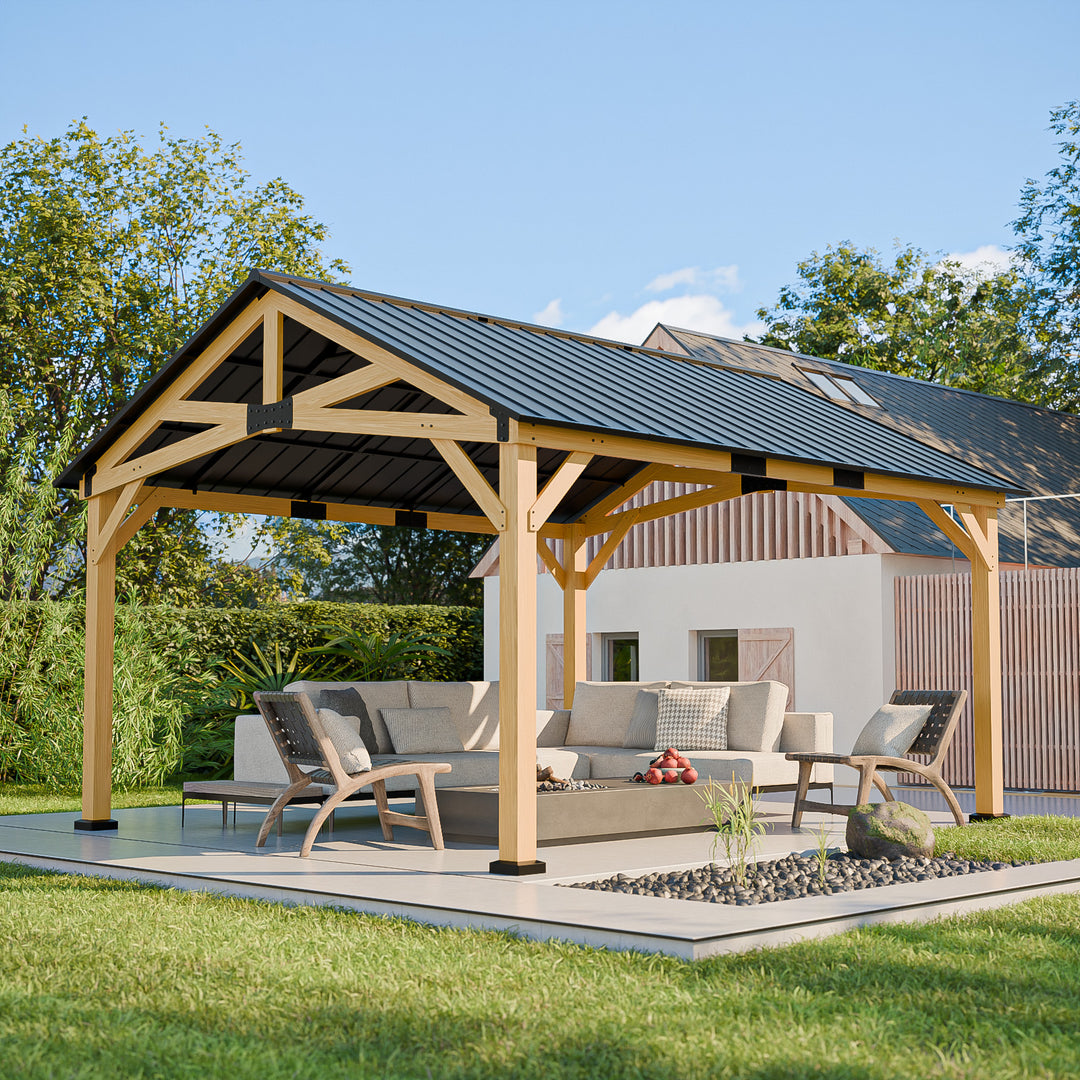 11x13/13x15 Hardtop Gazebo with Cedar Wood Frame