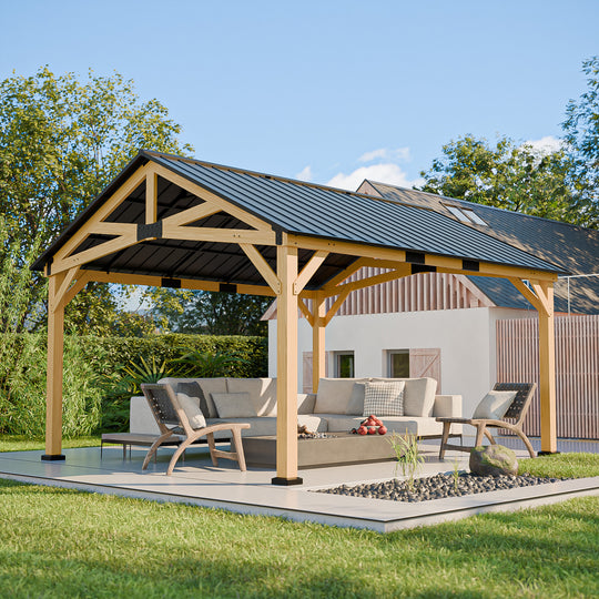 11x13/13x15 Hardtop Gazebo with Cedar Wood Frame