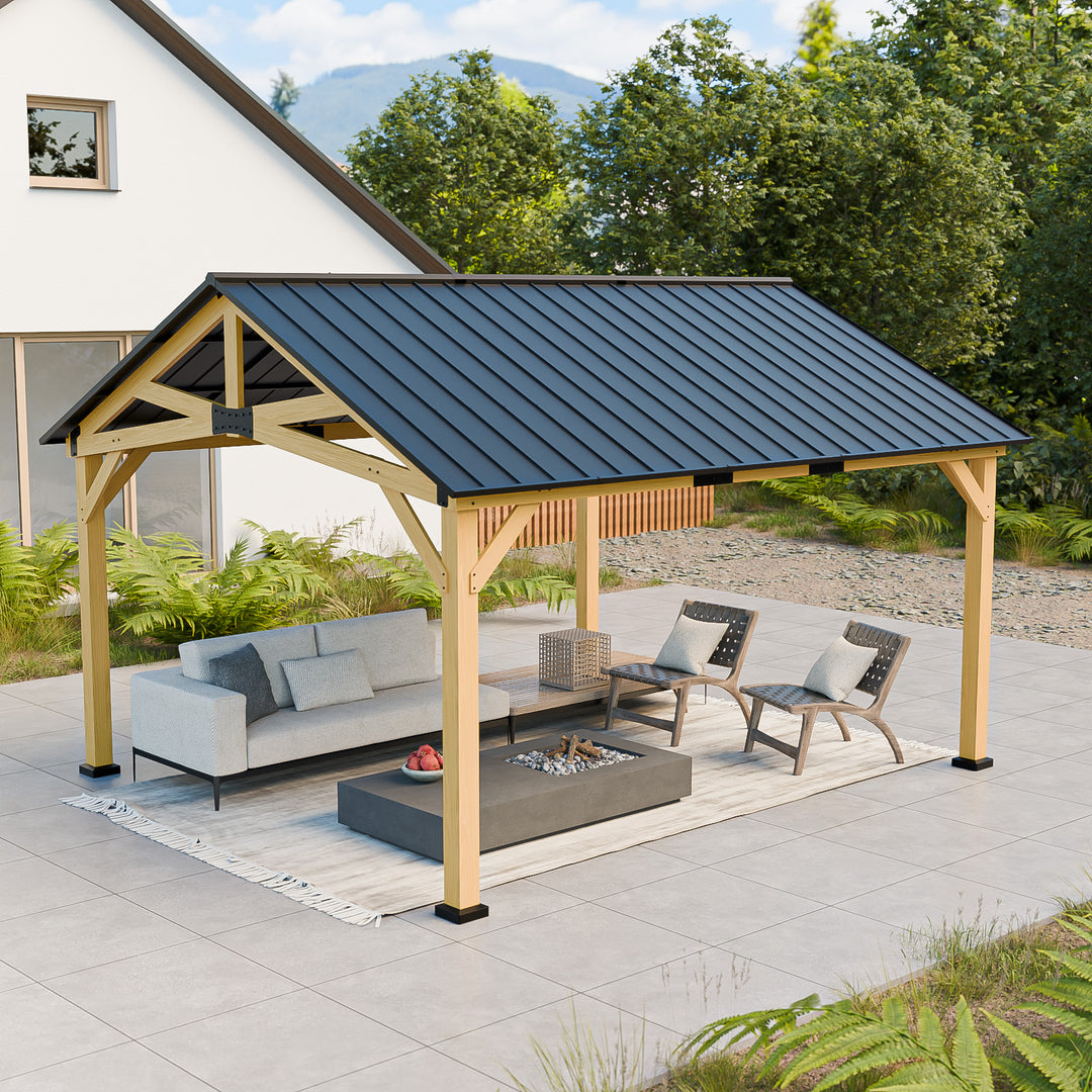 11x13/13x15 Hardtop Gazebo with Cedar Wood Frame