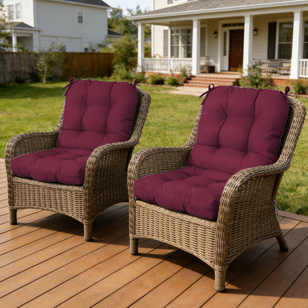 COOS BAY Tufted High Back Chair Cushions, 42x21 Inch, 4 Pack