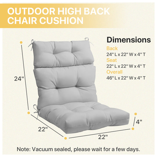 COOS BAY 46x22 Inch Outdoor / Indoor High Back Chair Cushion, 4 Count