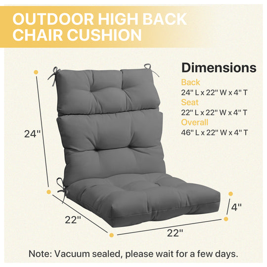 COOS BAY Outdoor Chair Cushions High Back 46x22 Inch, 2 Pack