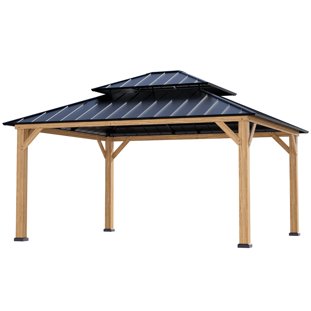 COOS BAY 13x15 Hardtop Gazebo with Cedar Wood Frame