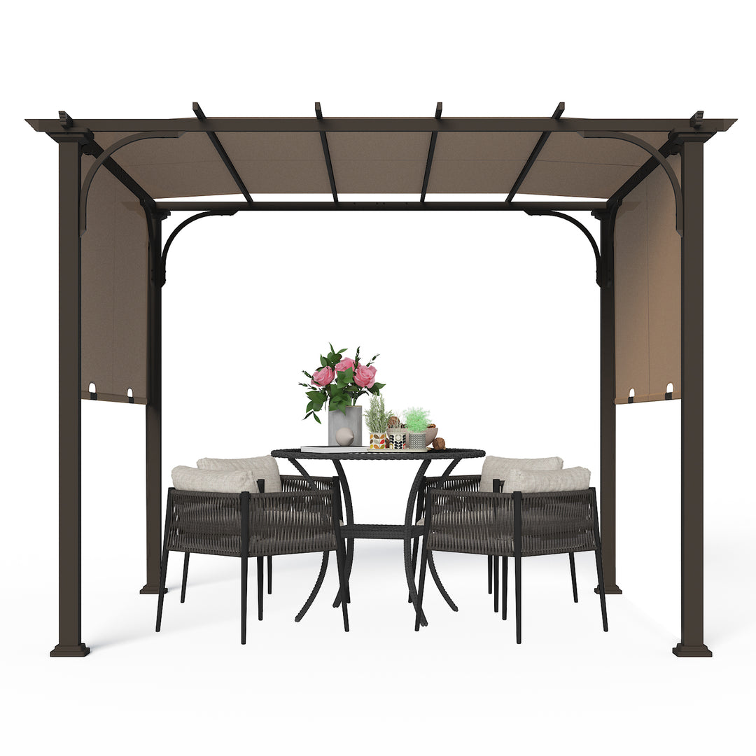 COOS BAY Outdoor Pergola 10x10 with Retractable Textilene Canopy