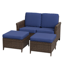 Load image into Gallery viewer, COOS BAY Harbor Retreat 3Pcs Patio Furniture Set w/ 2 Seat Loveseat and Ottomans