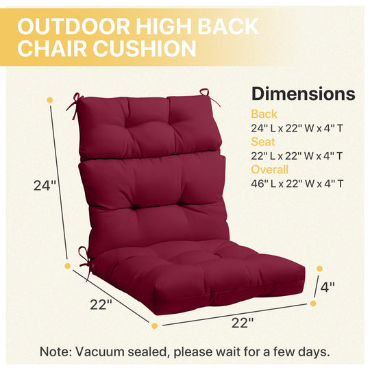 COOS BAY 46x22 Inch Outdoor / Indoor High Back Chair Cushion, 4 Count