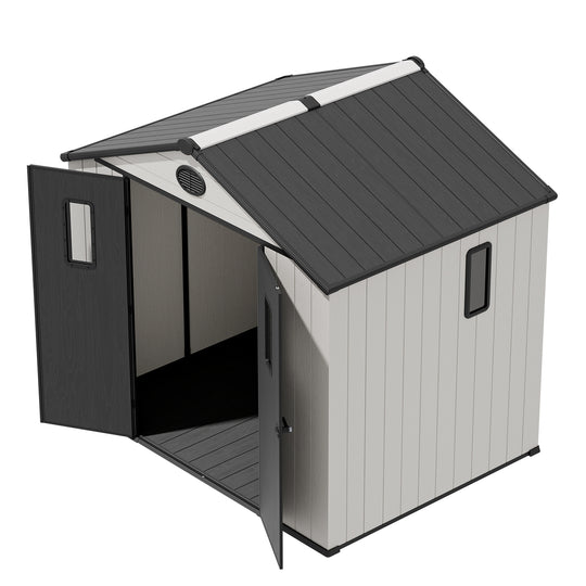 COOS BAY 8x6/8x8 Resin Outdoor Storage Shed, Garden Shed with Lockable Double Doors