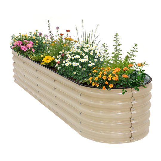 COOS BAY 17" Tall Elevated Raised Garden Bed, Pearl White/ Olive Green