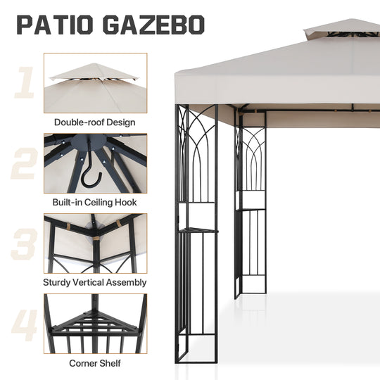 COOS BAY 8x8 Outdoor Patio Two-Tier Soft Top Gazebo