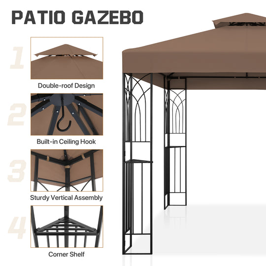 COOS BAY 8x8 Outdoor Patio Two-Tier Soft Top Gazebo