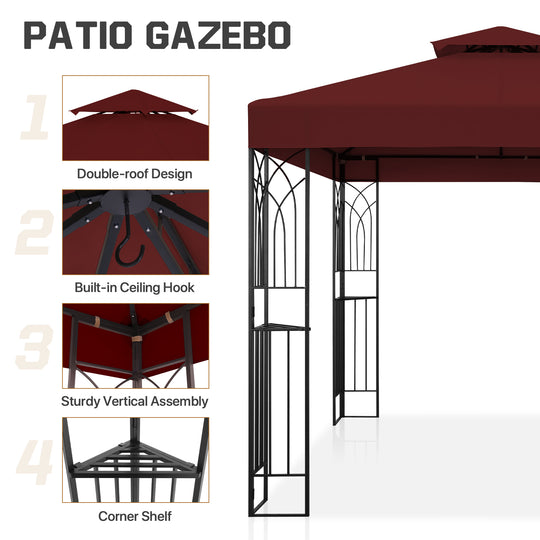 COOS BAY 8x8 Outdoor Patio Two-Tier Soft Top Gazebo