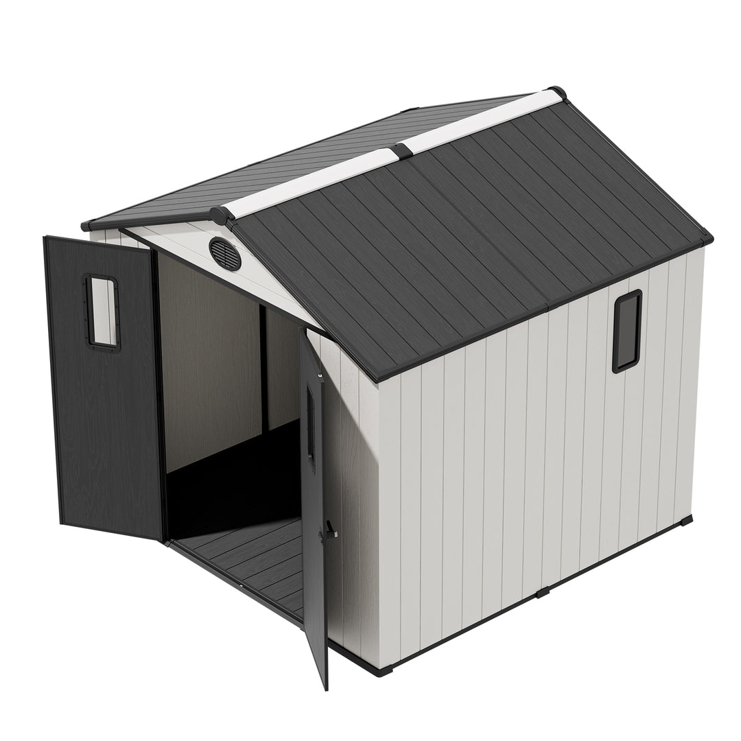 COOS BAY 8x6/8x8 Resin Outdoor Storage Shed, Garden Shed with Lockable Double Doors