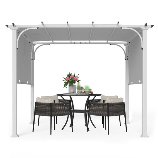 COOS BAY Outdoor Pergola 10x10 with Retractable Textilene Canopy