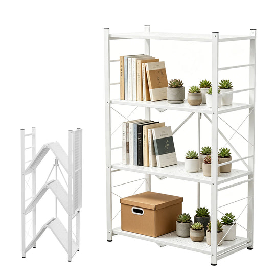 COOS BAY 4 Tier Foldable Greenhouse Shelf, Heavy Duty Metal Plant Stand, 1/2 Pack, Black