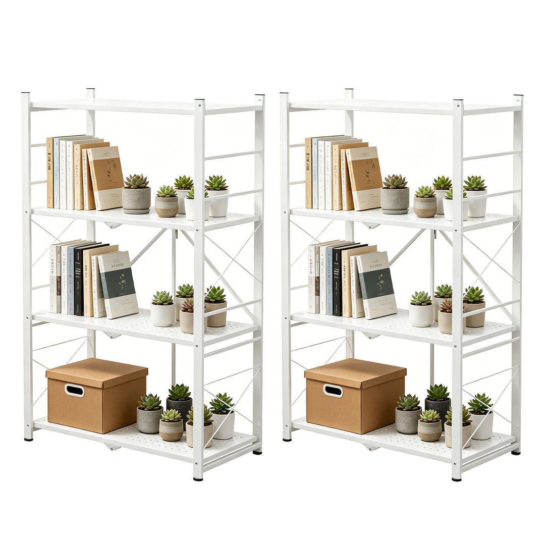 COOS BAY 4 Tier Foldable Greenhouse Shelf, Heavy Duty Metal Plant Stand, 1/2 Pack, Black