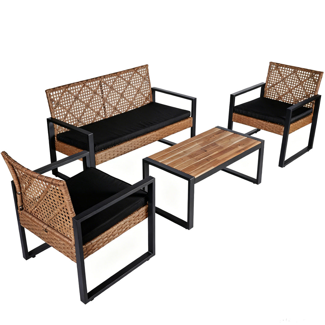 COOS BAY Haven Lounge 4 Piece Rattan Patio Furniture Set