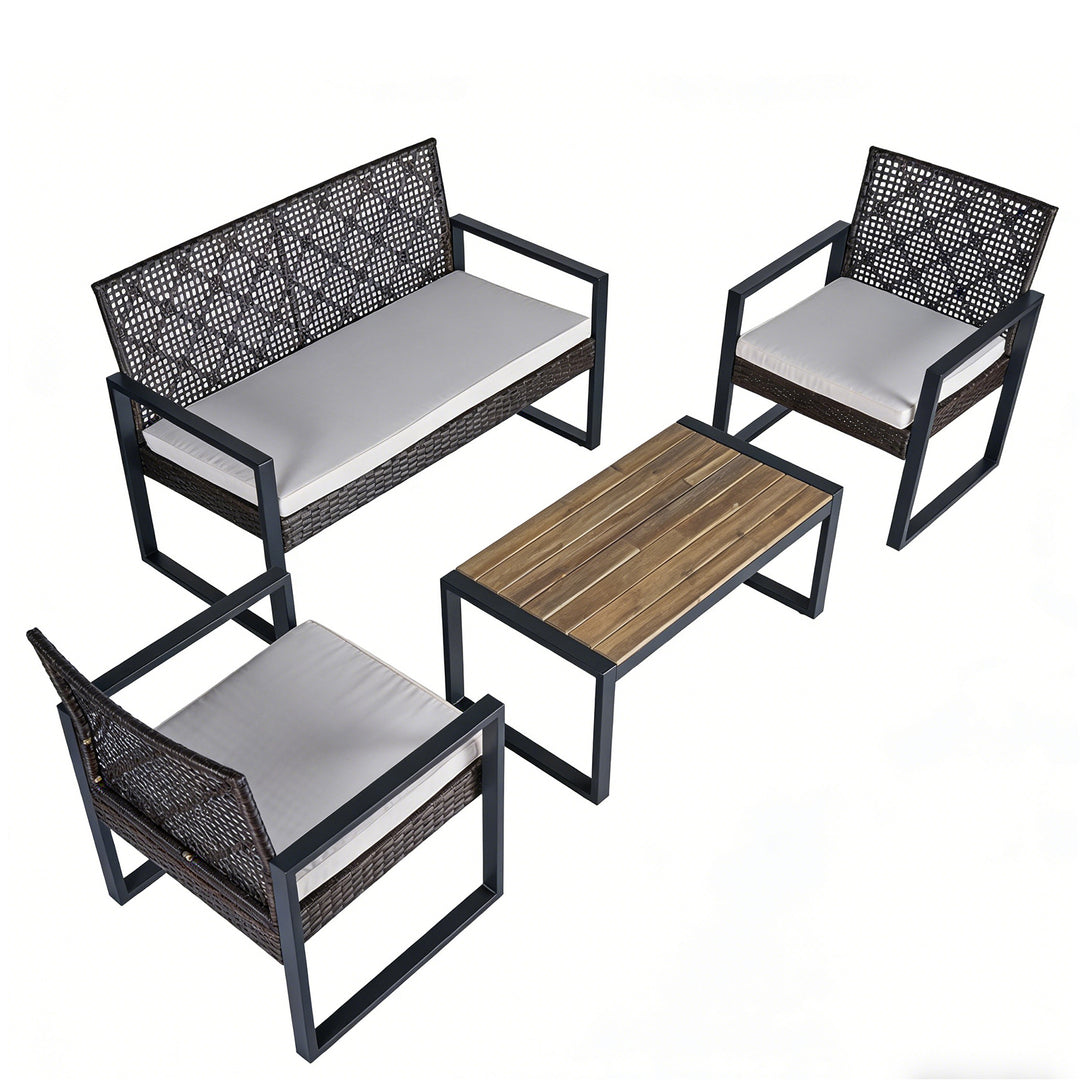 COOS BAY Haven Lounge 4 Piece Rattan Patio Furniture Set