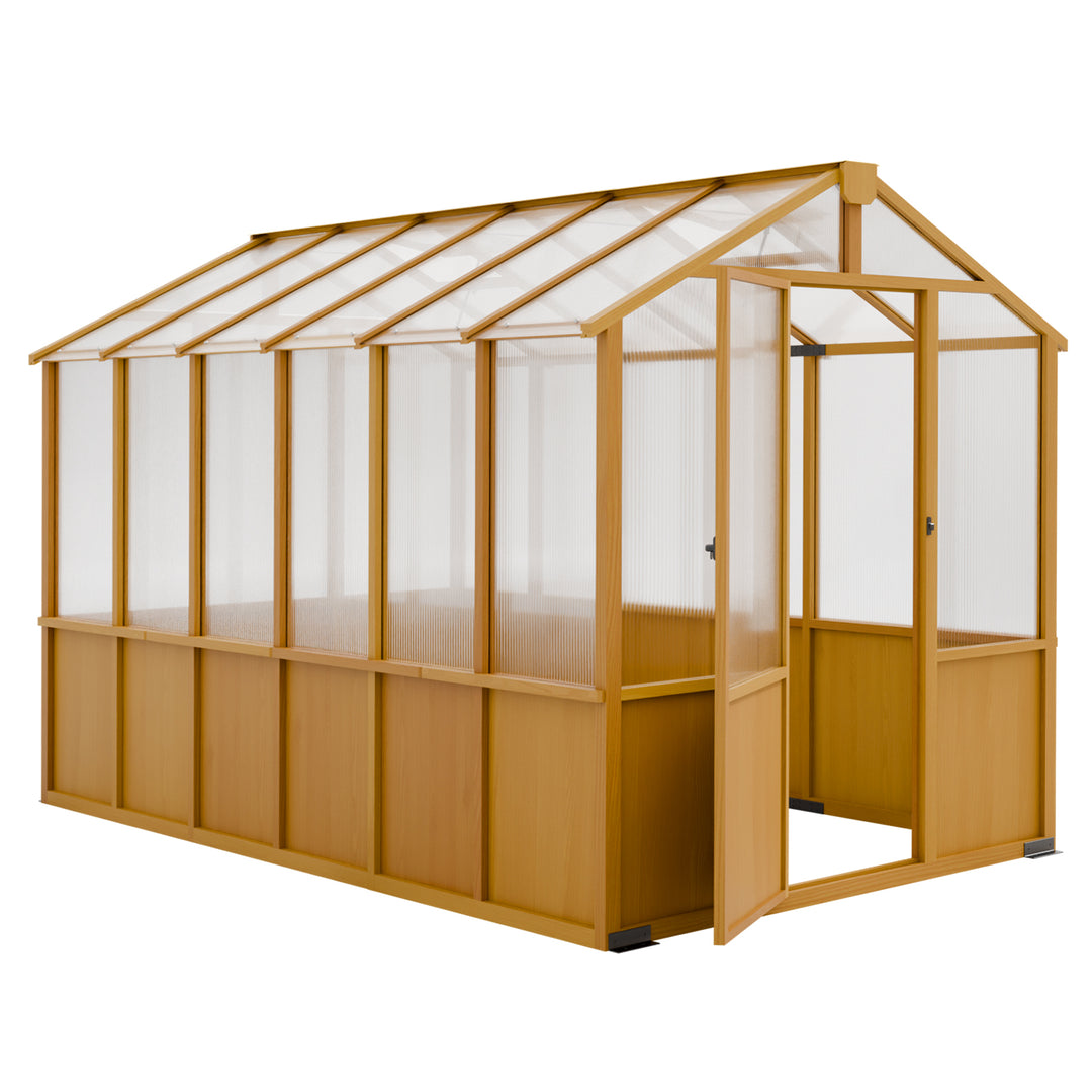 COOS BAY 6x8ft/6x10ft/6x12ft Cedar Wood Greenhouse with Roof Vents