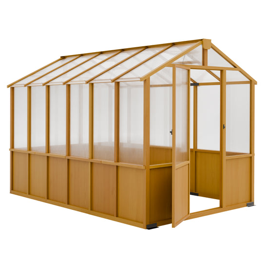 COOS BAY 6x8ft/6x10ft/6x12ft Cedar Wood Greenhouse with Roof Vents