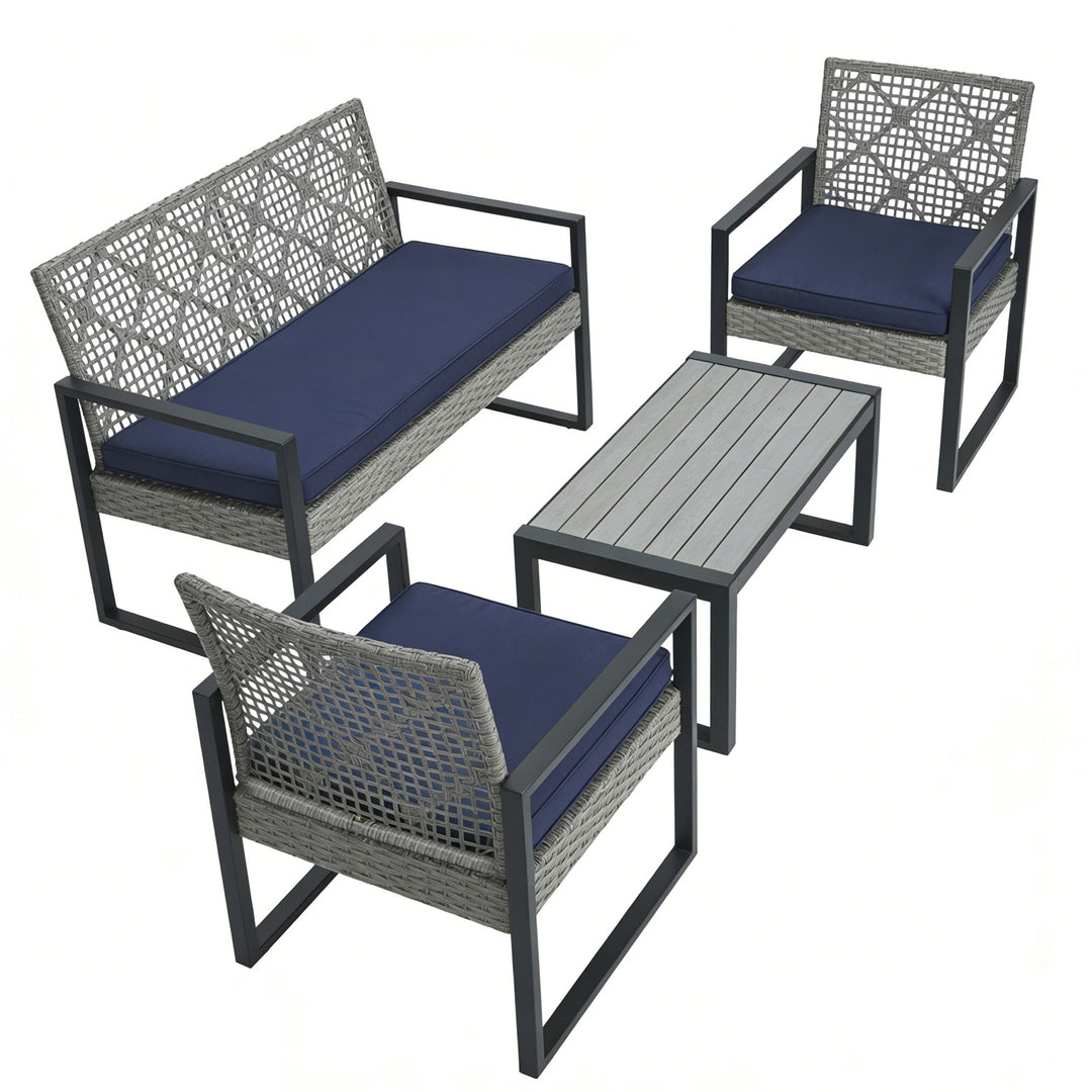 COOS BAY Haven Lounge 4 Piece Rattan Patio Furniture Set